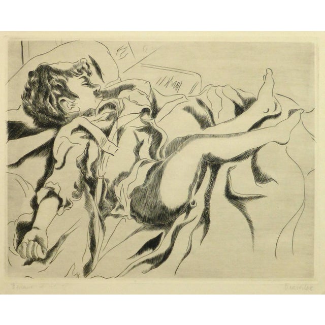 1920s Vintage French Engraving "Sweet Slumber" For Sale - Image 5 of 5