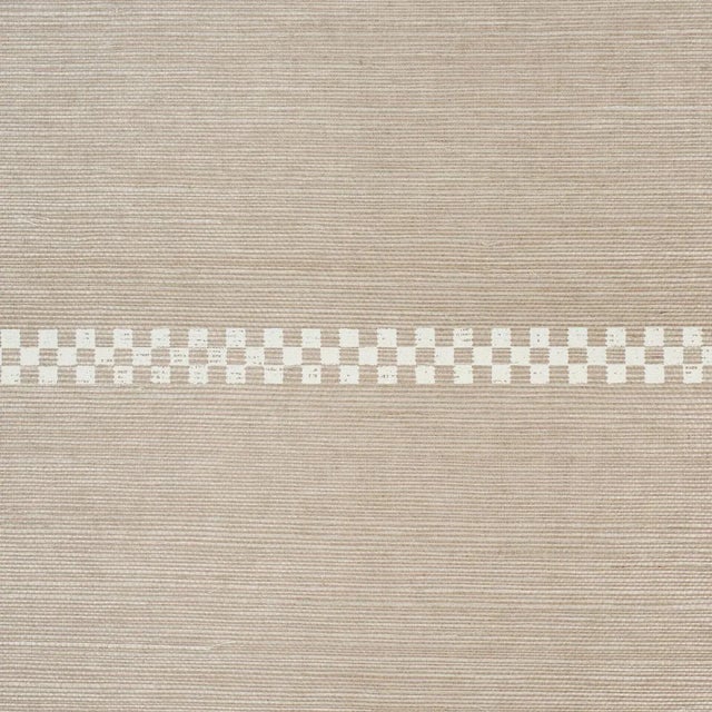 Contemporary SAMPLE - Schumacher Checkered Stripe Sisal Wallpaper In Flax 1 For Sale - Image 3 of 4
