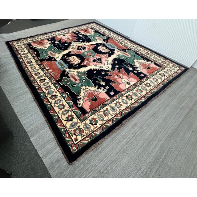 Design Plus Gallery presents a 6ft 8in × 8ft Heriz Floral Medallion Area Rug. The expertly crafted rug has a traditional...