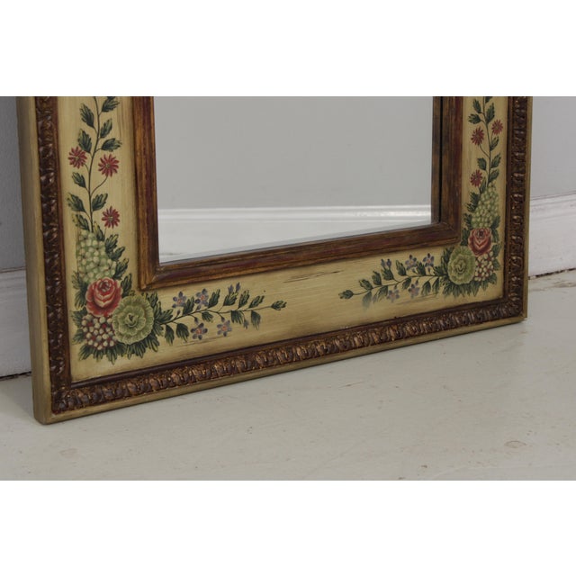 Decorative Venetian Hand Painted Gilt Frame Floral Wall Mirror For Sale - Image 4 of 12