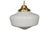 Mid-Century Modern Vintage Brass Milk Glass Schoolhouse Hanging Pendant Swag Light Chandelier For Sale - Image 3 of 12