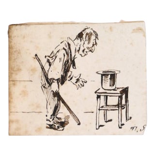 The Magician - Original Ink Drawing on Paper by H. Somm - Late 19th Century Late 19th Century For Sale