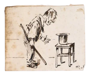 The Magician - Original Ink Drawing on Paper by H. Somm - Late 19th Century Late 19th Century