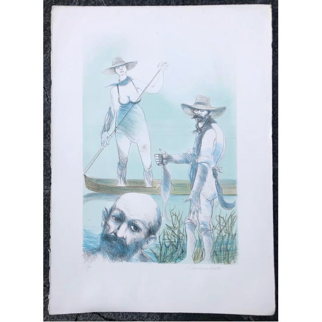 Mid-Century Modern 1960s Giuseppe Motti Figural Lithograph For Sale - Image 3 of 4