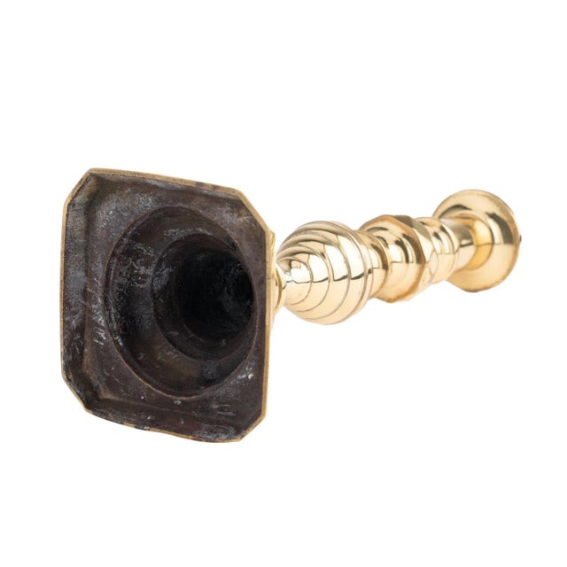 English Cast Brass Beehive Push-Up Candlestick. C. 1840 For Sale - Image 4 of 4