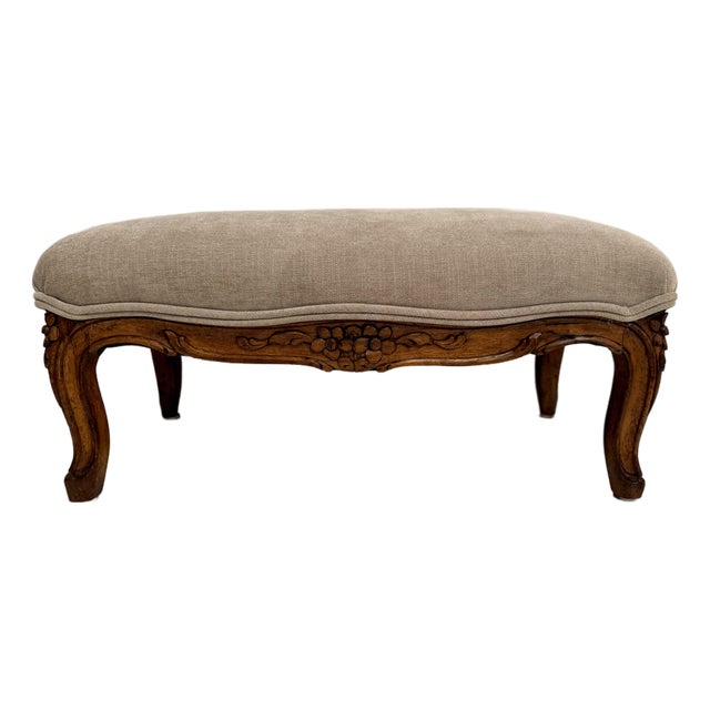 Antique Carved Louis XV Walnut Footstool For Sale