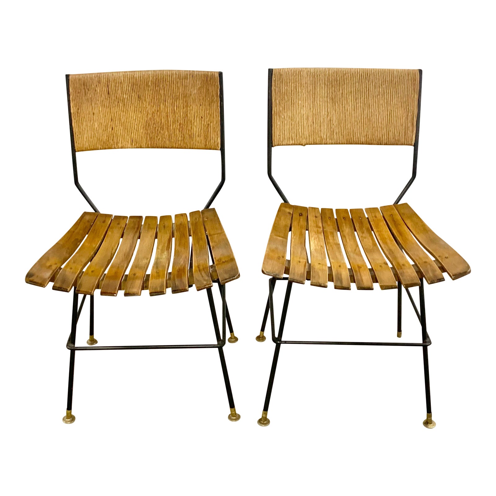 Vintage Arthur Umanoff Wood Slat ChairsPair Chairish