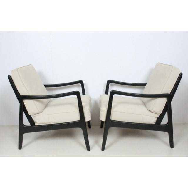 Early Ole Wanscher Ebonized Mahogany Lounge Chairs, 1950's - A Pair For Sale - Image 10 of 13