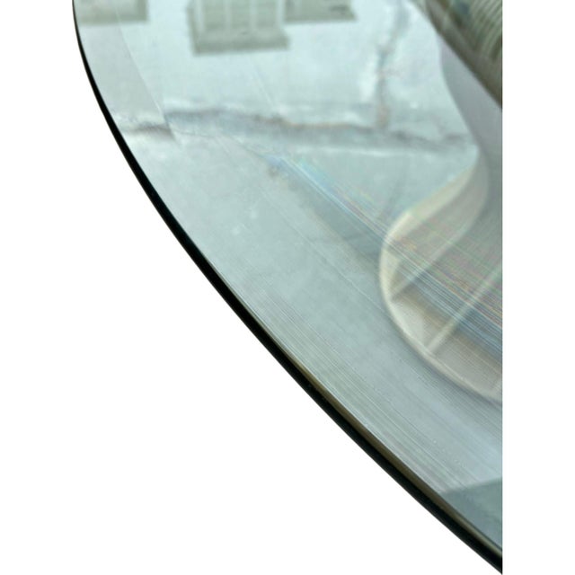 Wood 1980s Vintage Ficks Reed Split Reed & Glass Top Pedestal Dining Table For Sale - Image 7 of 7