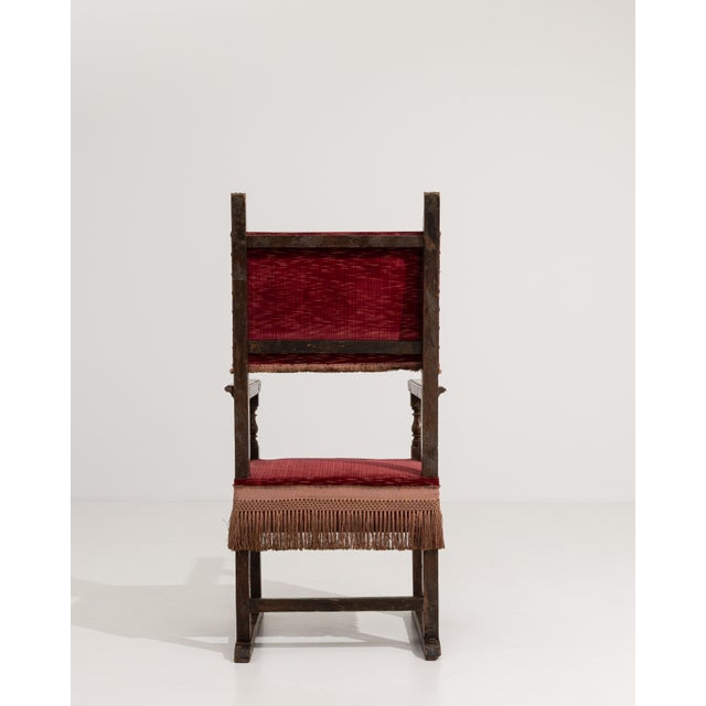 Renaissance Throne With Red Velvet Upholstery For Sale - Image 10 of 13