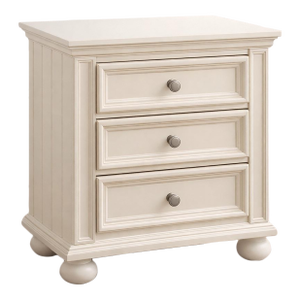 Vintage Painted Three-Drawer Nightstand With Turned Feet
