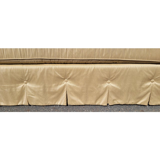 Beautiful Custom Made Sofa in a Safron Color Light Gold Fabric For Sale - Image 11 of 12