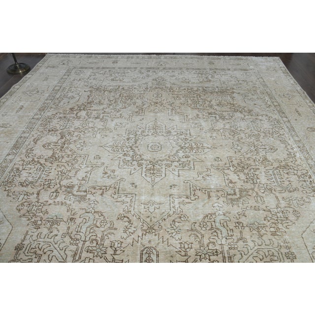 Textile 1970s Vintage Persian Handmade Wool Cotton Brown Area Rug For Sale - Image 7 of 11