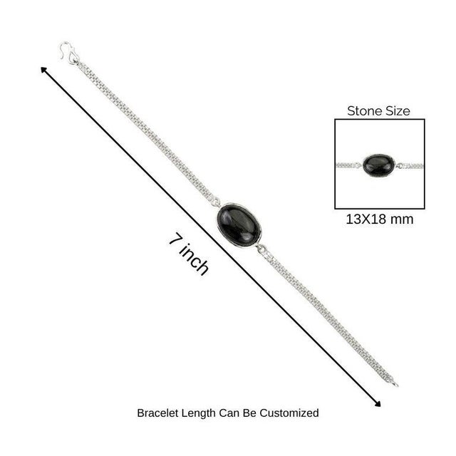 Black Vintage Style 16.10 Ct Oval Cut Boho Black Star Bracelet in Sterling Silver For Sale - Image 8 of 10