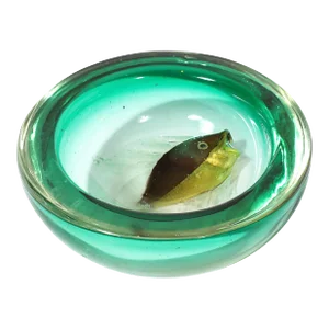 Mid-Century Modernist Fish Motif Hand-Blown Murano Glass Bowl by Alfredo Barbini