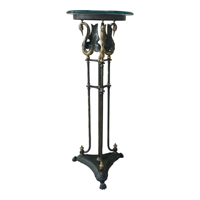 Vintage Swan Brass Pedestal For Sale