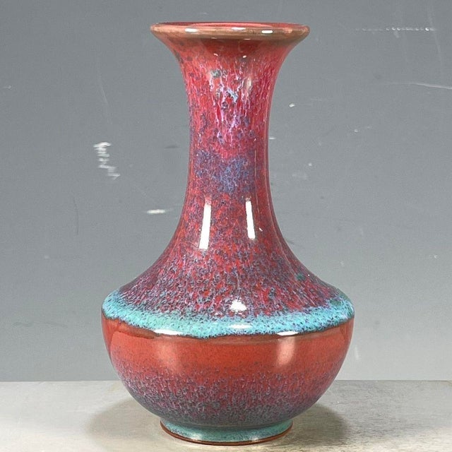 Chinese Jun Ware Style Flambe Glaze Porcelain Vase - 5.5" Tall For Sale - Image 4 of 7