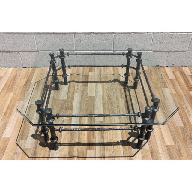 Vintage Giacometti Style Brutalist Sculptural Metal & Glass Coffee Table, 1970s For Sale - Image 9 of 18