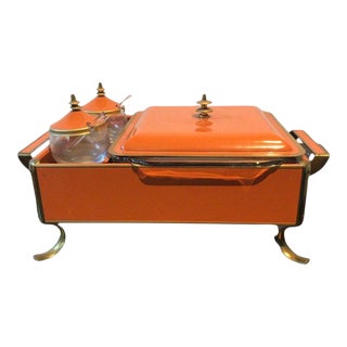 Orange Enamel Fire King Serving Dish For Sale