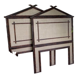 Bamboo & Seagrass Twin Headboard - a Pair For Sale