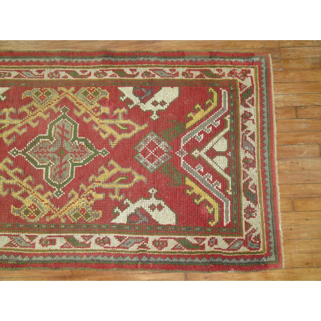 Early 20th Century Antique Oushak Small Runner - 3'2" x 5' For Sale - Image 4 of 8