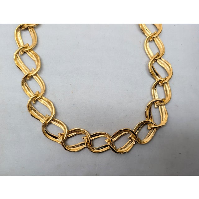 Vintage 1992 Signed Napier Goldtone Smooth & Textured Link Collar Necklace For Sale - Image 10 of 10