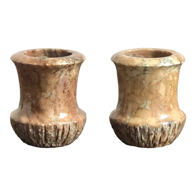 Mid-20th Century Brutalist Marble Candle / Votive Holders — a Pair For Sale