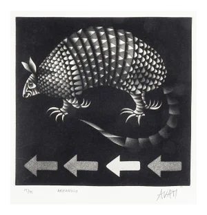 Mid 20th Century Mario Avati Armadillo Mezzotint
