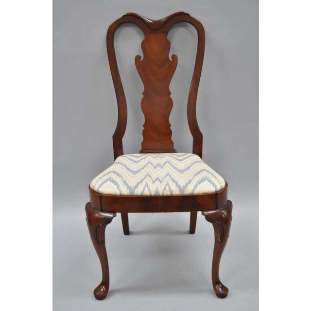 Vintage Queen Anne Style Crotch Mahogany Dining Room Side Chairs - A Pair For Sale - Image 12 of 12