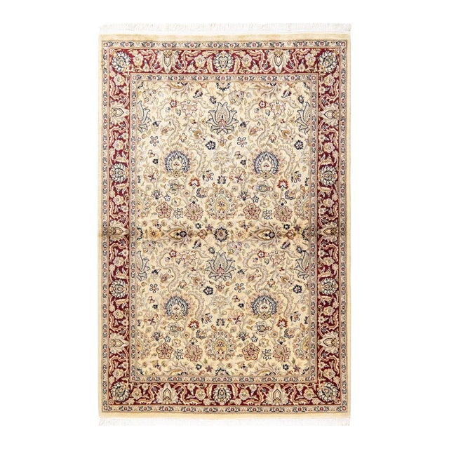 Ivory Mogul, One-of-a-Kind Hand-Knotted Area Rug in Ivory, 4' 1" x 6' 3" For Sale - Image 8 of 8