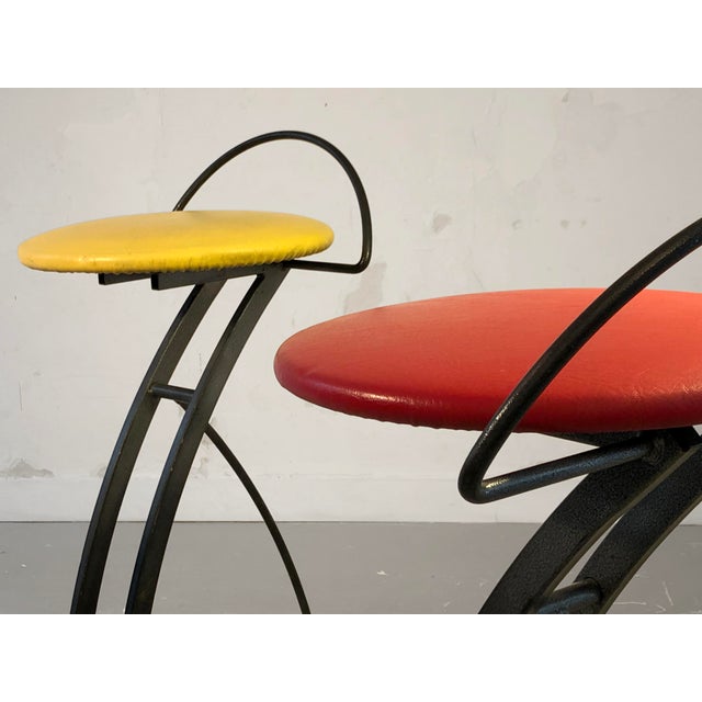 Postmodern Post-Modern Bar Stools, France, 1980s, Set of 3 For Sale - Image 3 of 13