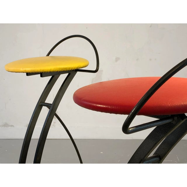 Postmodern Postmodern Bar Stools, France, 1980s, Set of 3 For Sale - Image 3 of 13
