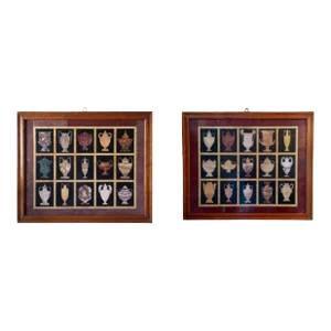 Pair of Mid 20th Century Specimen Marble Plaques of Differing Urns and Vases, Italian