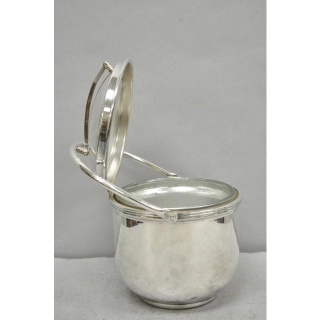 Mid 20th Century Vintage Art Deco Silver Plated Reticulating Hinge Bar Ice Bucket W/ "S" Monogram For Sale - Image 5 of 16