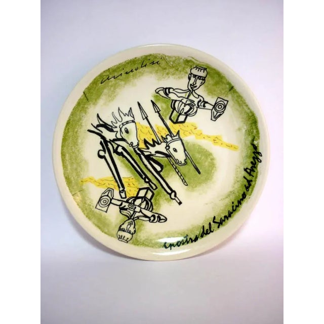 Ceramic Horse Races Plates by Remo Brindisi, 1970s, Set of 4 For Sale - Image 4 of 6