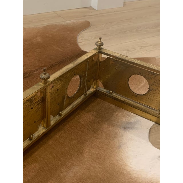 Late 19th Century 1880s Forged Pierced Brass Fireplace Fender For Sale - Image 5 of 5