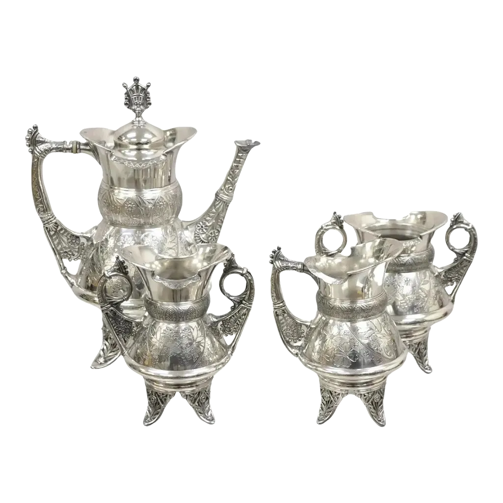 Antique Simpson Hall Miller 2076 Bird Engraved Silver Plated 4
