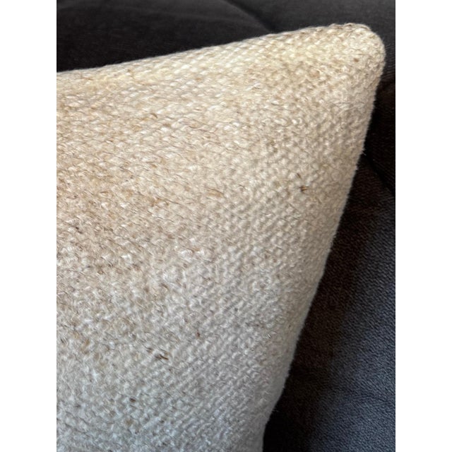 Organic Hemp Pillow, Pure White Ivory Linen-Like Cushion, Handwoven Turkish Anatolian Pillow With Insert, 16x16 In For Sale - Image 4 of 9