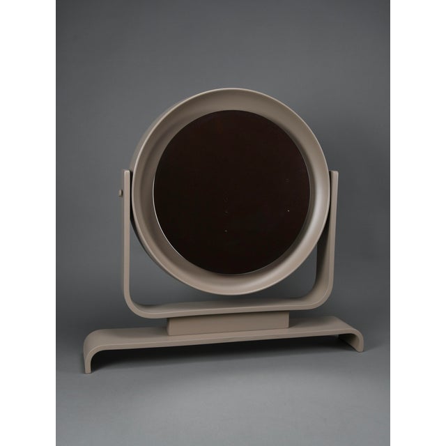 Gray Postmodern Italian Vanity Mirror in Taupe Lacquered Wood, 1980s For Sale - Image 8 of 15