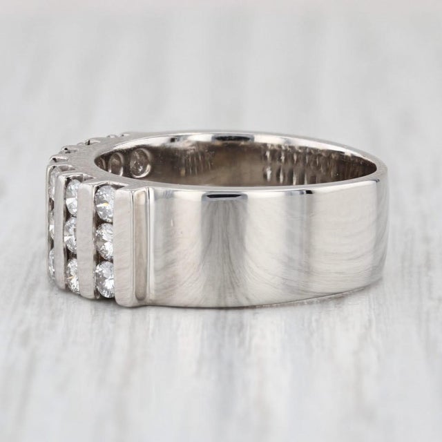 Metal 0.85ctw Diamond Ring Platinum Size 7.5 Anniversary Band Stackable For Sale - Image 7 of 8