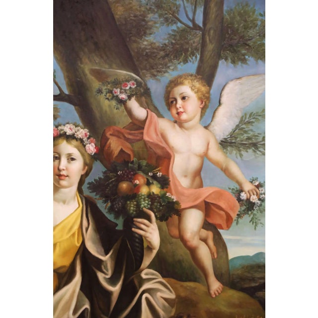 Mid 20th Century Mid-Century French Oil Painting of Saint Rose of Lima With Cherubs For Sale - Image 5 of 10