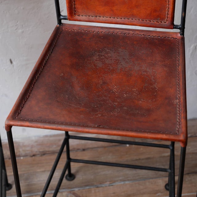 Spanish Hacienda Wrought Iron & Leather Counter Stools, 1960s For Sale - Image 13 of 18
