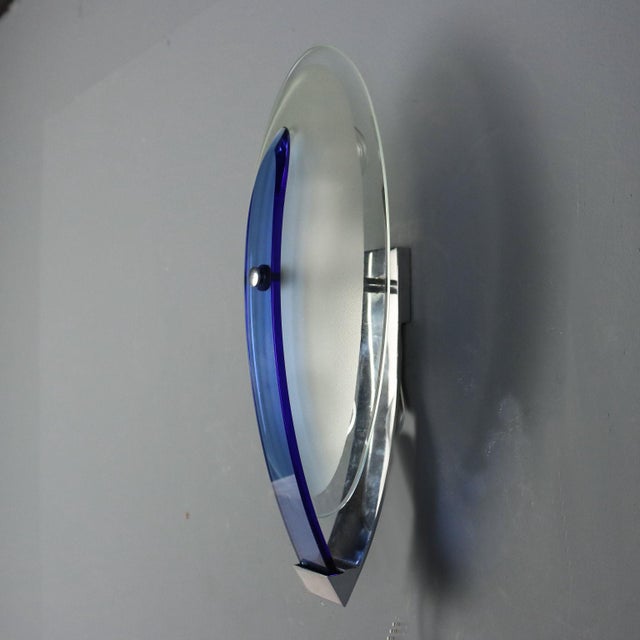 Vintage Glass and Metal Wall Lamp, 1960s For Sale - Image 5 of 7