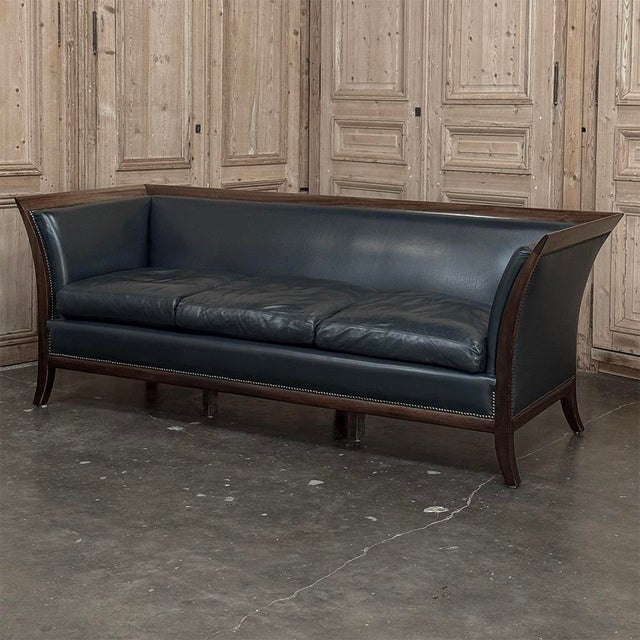 French Directoire Style Mahogany and Leather Canapé ~ Sofa For Sale - Image 4 of 18
