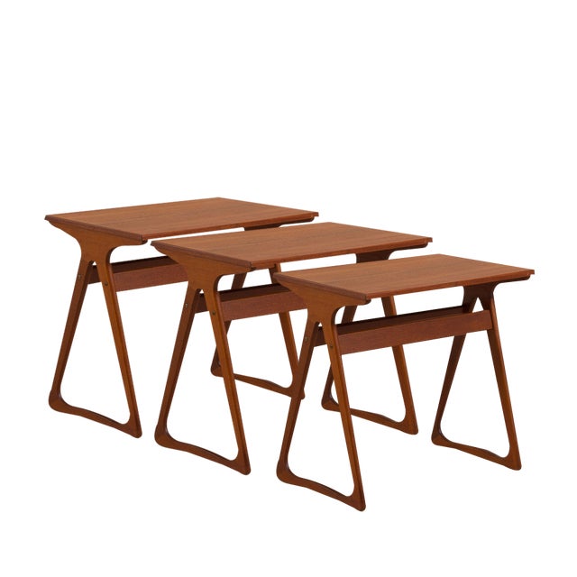 Vintage Danish Nesting Tables in Teak by Johannes Andersen for CFC Silkeborg, 1960s, Set of 3 For Sale