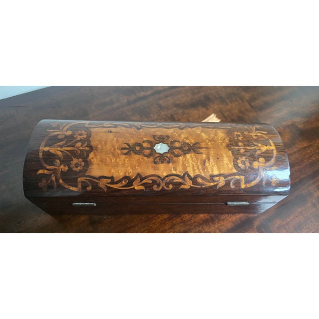 Wood Antique English Inlaid Glove Box, 1880 For Sale - Image 7 of 12