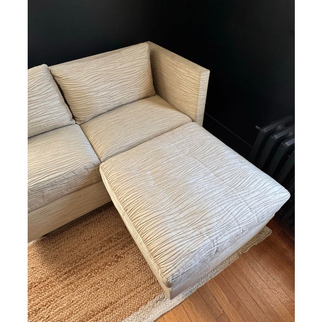 2020s Petite Even Arm Occasional Sofa With Ottoman For Sale - Image 5 of 12
