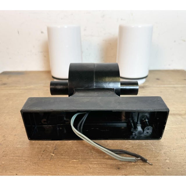 Brown Industrial Brown Bakelite and Milk Glass Wall Light from Elektrosvit, 1960s For Sale - Image 8 of 14