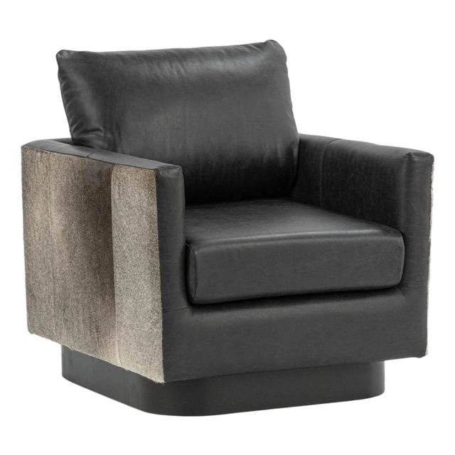 Black Leather & Hide Accent Chair For Sale
