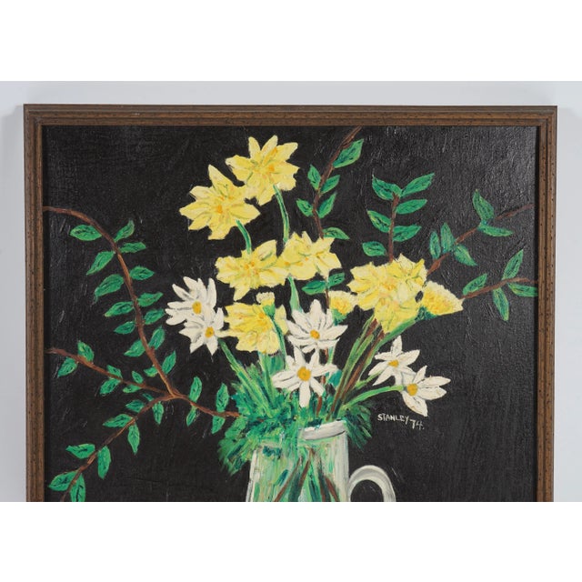 1970s Original Painting Flowers in a Pitcher by Stanley For Sale In Miami - Image 6 of 8